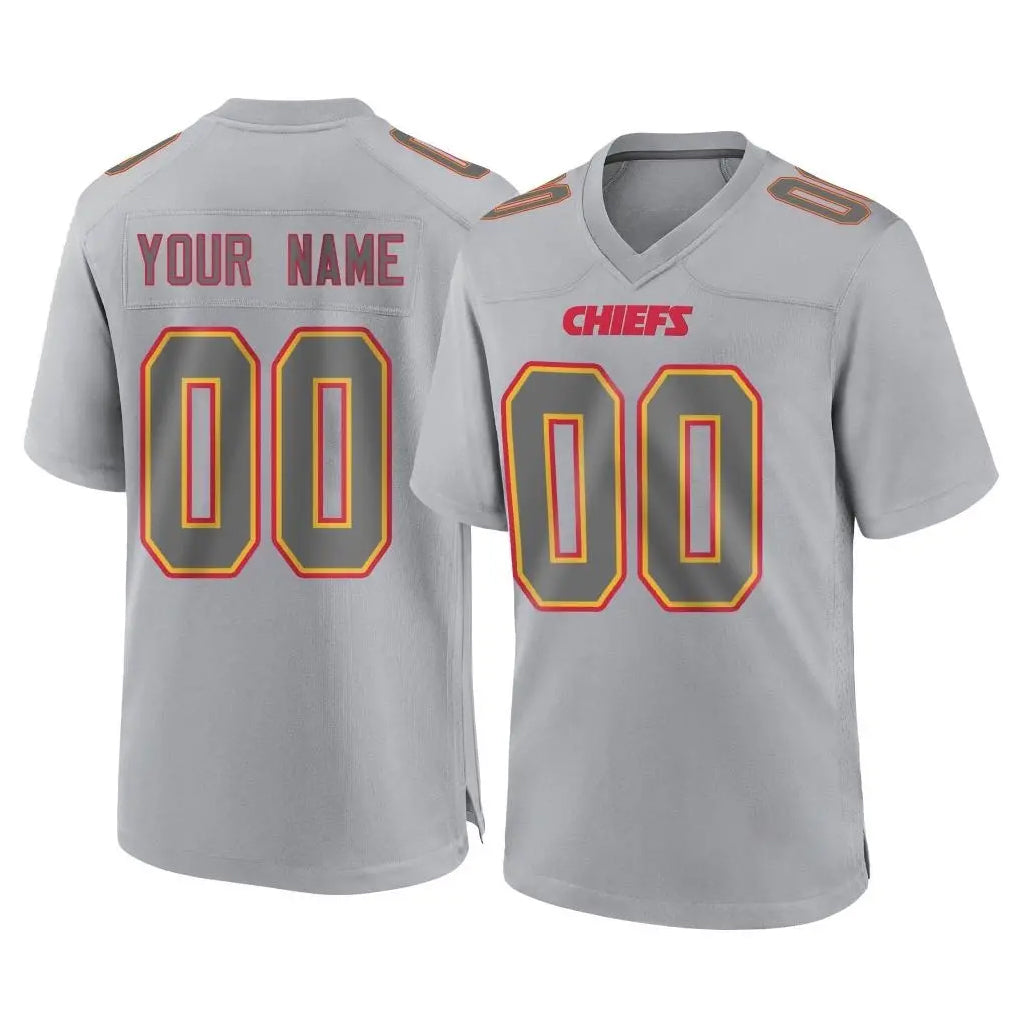 Pouc Custom KC.Chiefs Gray Atmosphere Fashion Game Any Name & Numbers Stitched Jerseys