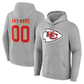 Pouc Custom KC.Chiefs Gray Pullover Hoodies Limited Any Name & Numbers Stitched Jerseys
