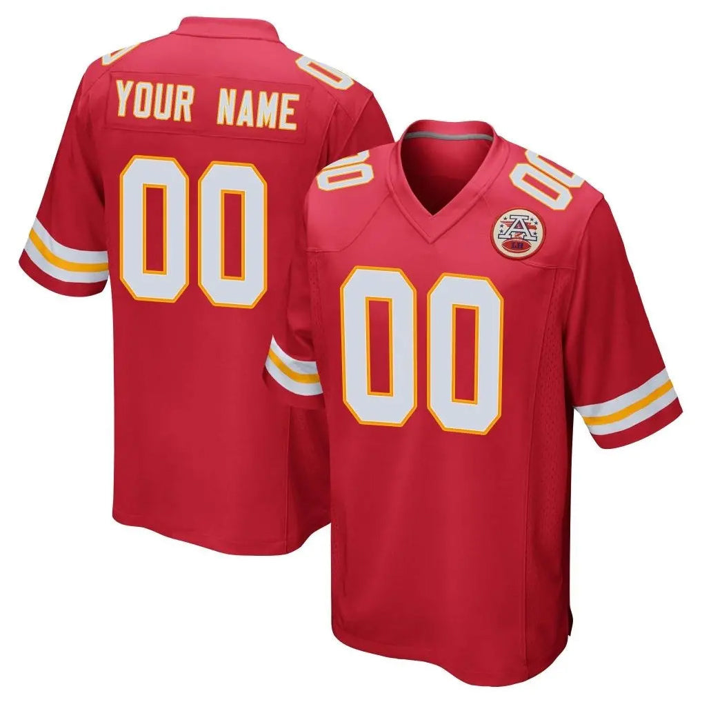 Pouc Custom KC.Chiefs Red Home Game Any Name & Numbers Stitched Jerseys