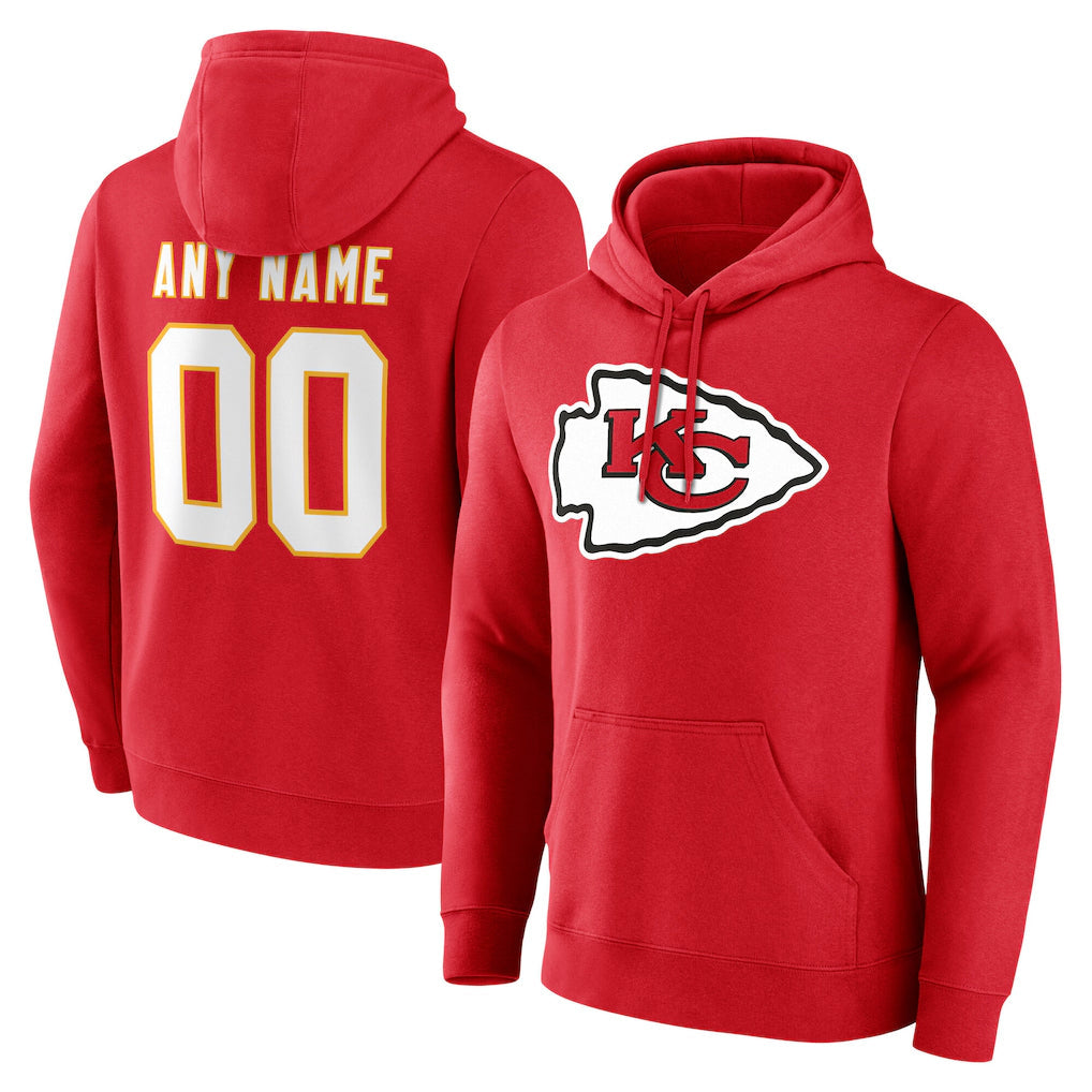 Pouc Custom KC.Chiefs Red LoGo Pullover Hoodies Limited Any Name & Numbers Stitched Jerseys