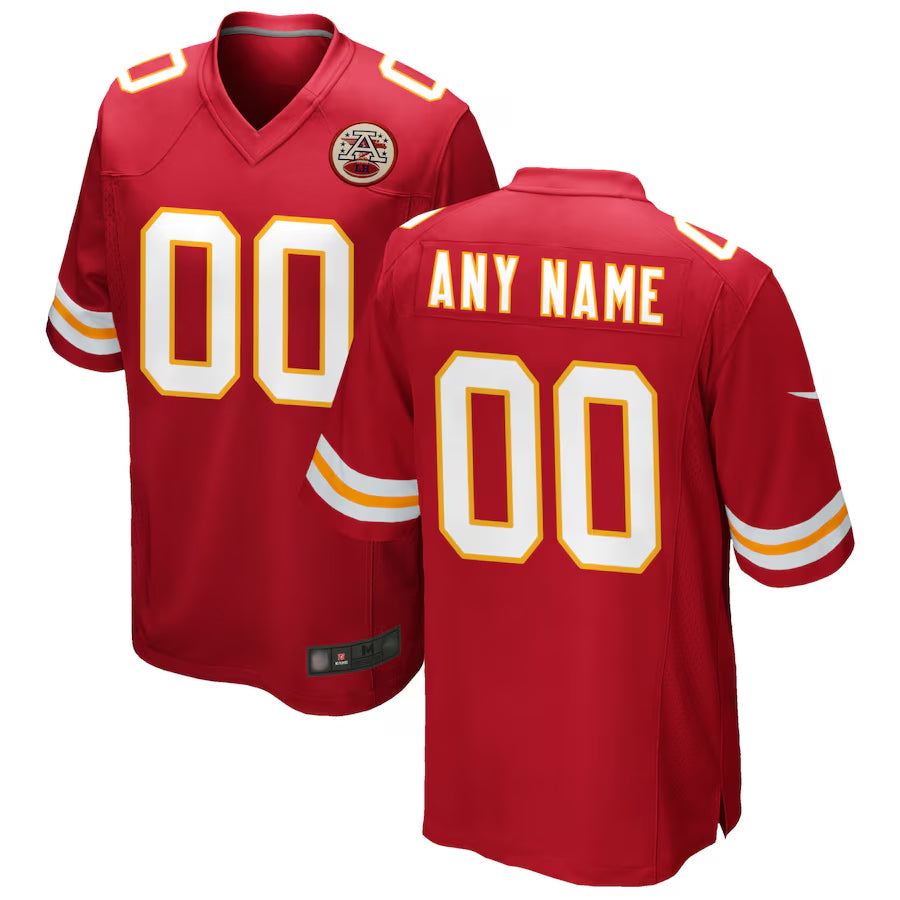 Pouc Custom KC.Chiefs Red Replica Game Stitched Jerseys