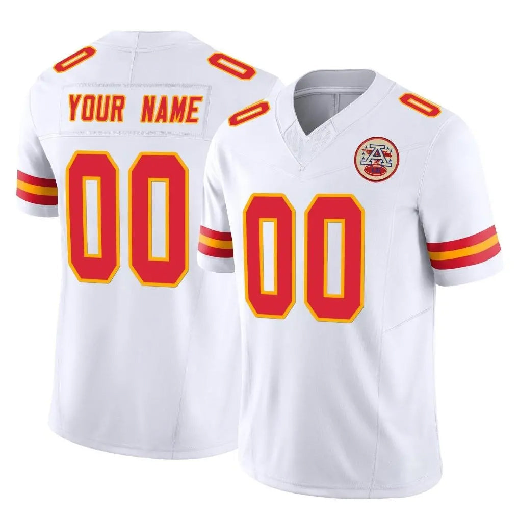 Pouc Custom KC.Chiefs White Limited Vapor F.U.S.E. Home Game Any Name & Numbers Stitched Jerseys