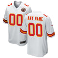 Pouc Custom KC.Chiefs White Replica Game Stitched Jerseys