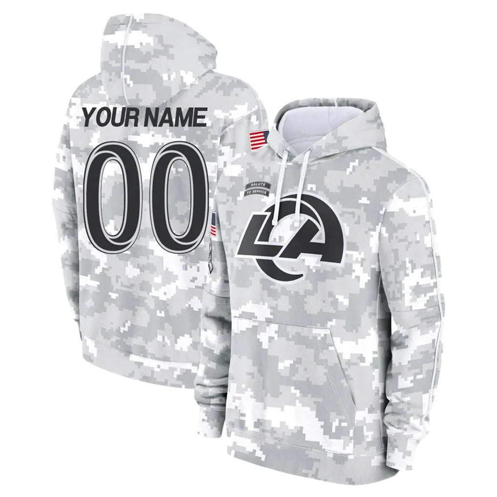 Pouc Custom LA.Rams Arctic Camo Salute to Service Hoodies Limited Game Any Name & Numbers Stitched Jerseys