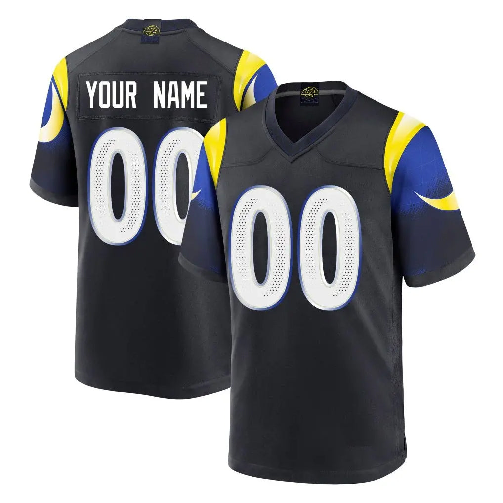 Pouc Custom LA.Rams Black Midnight Rivalries Collection Home Game Any Name & Numbers Stitched Jerseys