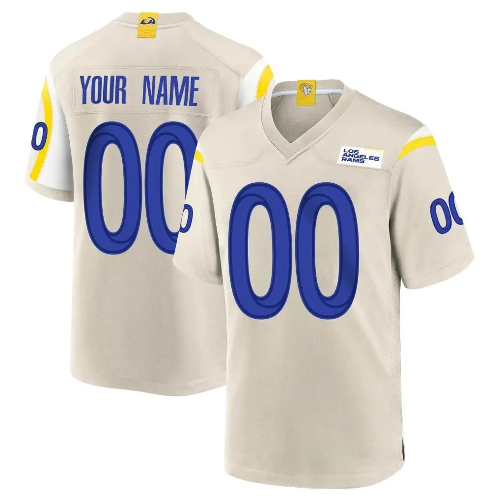 Pouc Custom LA.Rams Bone Home Game Any Name & Numbers Stitched Jerseys