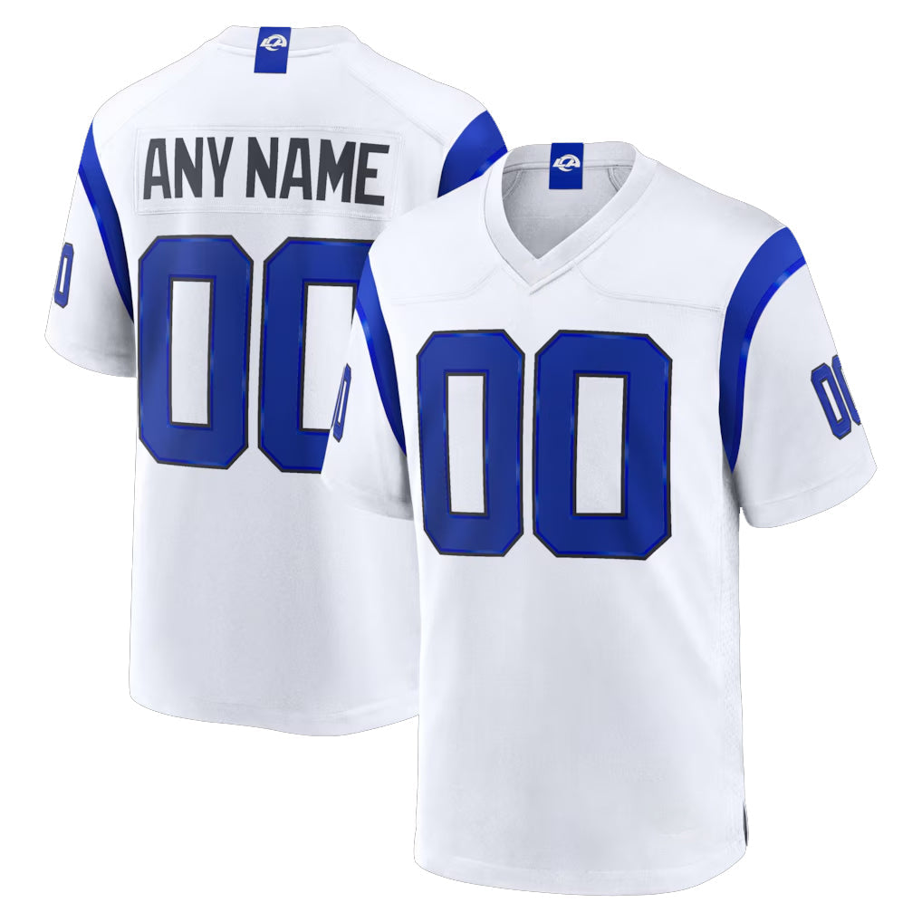 Pouc Custom LA.Rams Fearsome White Home Game Any Name & Numbers Stitched Jerseys