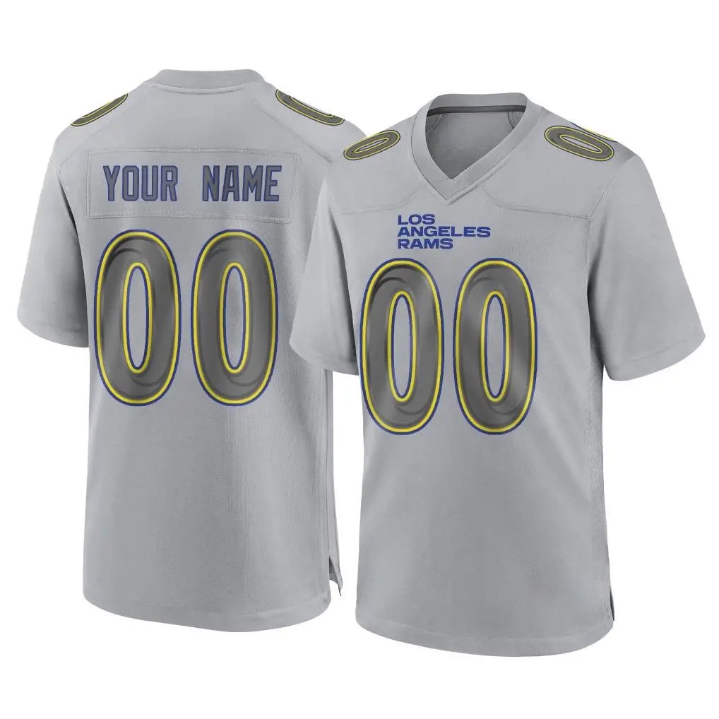 Pouc Custom LA.Rams Gray Atmosphere Fashion Home Game Any Name & Numbers Stitched Jerseys
