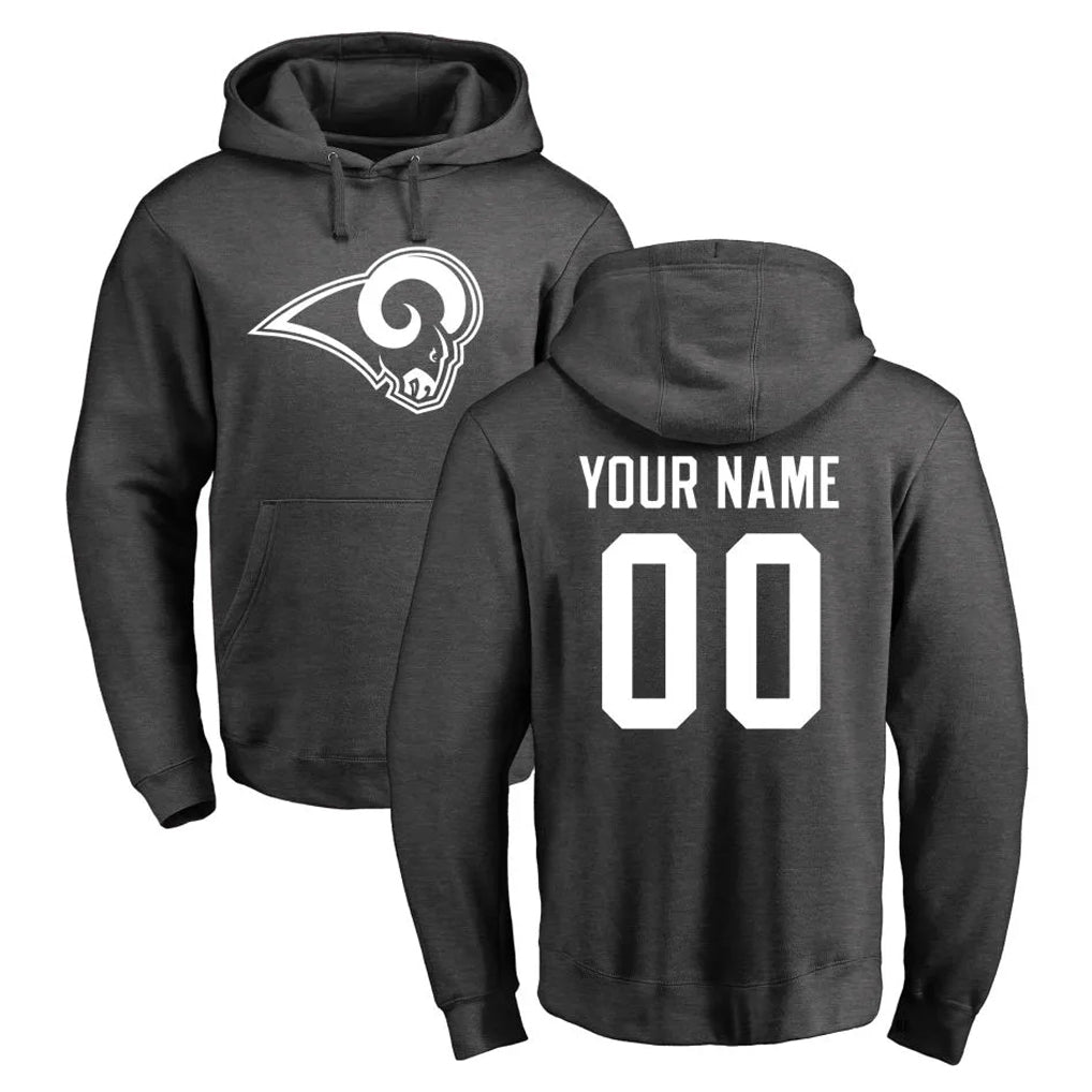 Pouc Custom LA.Rams Gray Pullover Hoodie Limited Game Any Name & Numbers Stitched Jerseys
