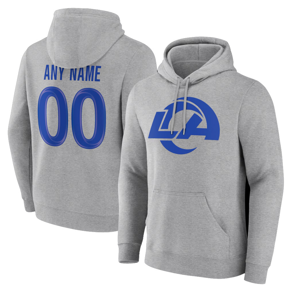 Pouc Custom LA.Rams Light Gray Pullover Hoodie Limited Game Any Name & Numbers Stitched Jerseys