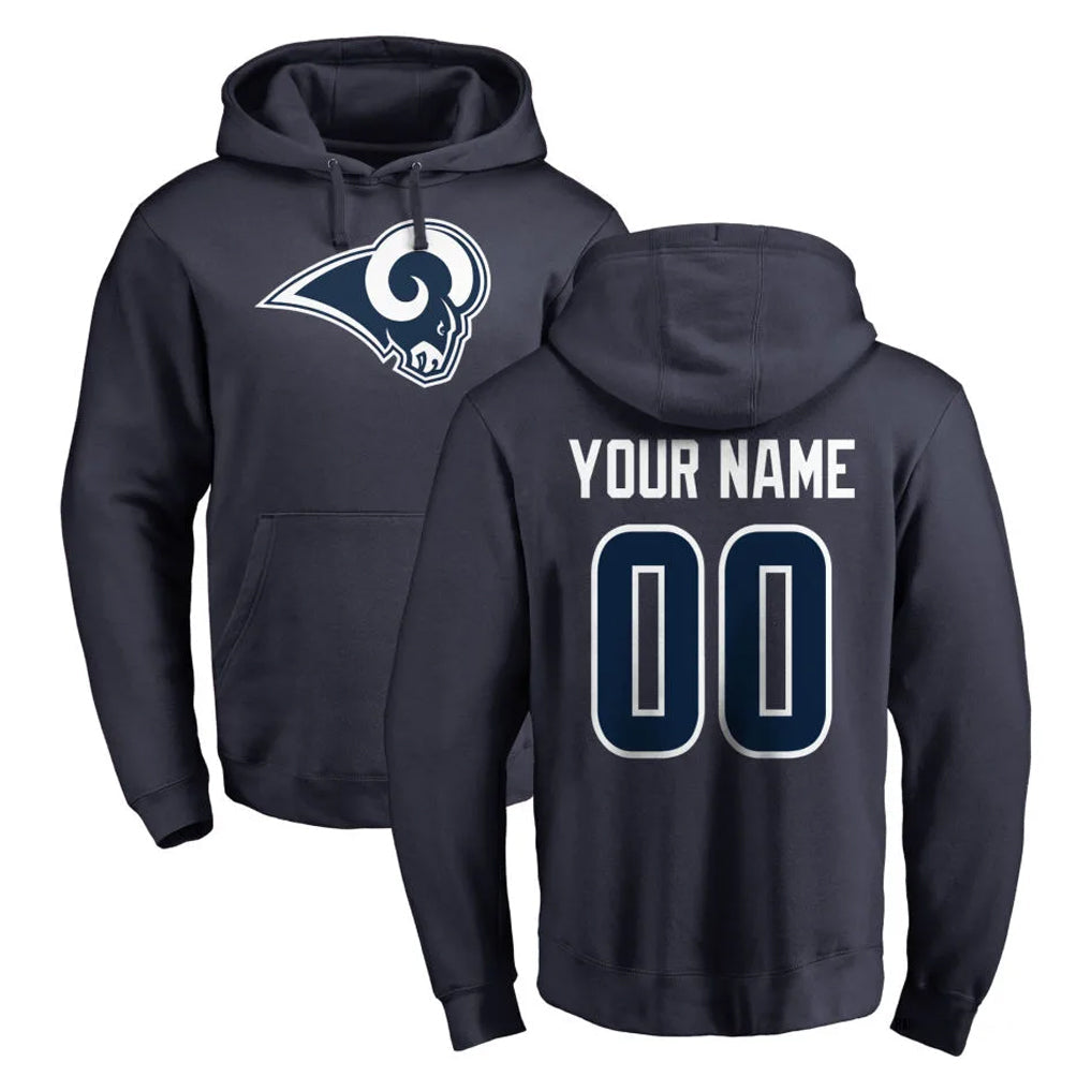 Pouc Custom LA.Rams Navy Pullover Hoodie Limited Game Any Name & Numbers Stitched Jerseys