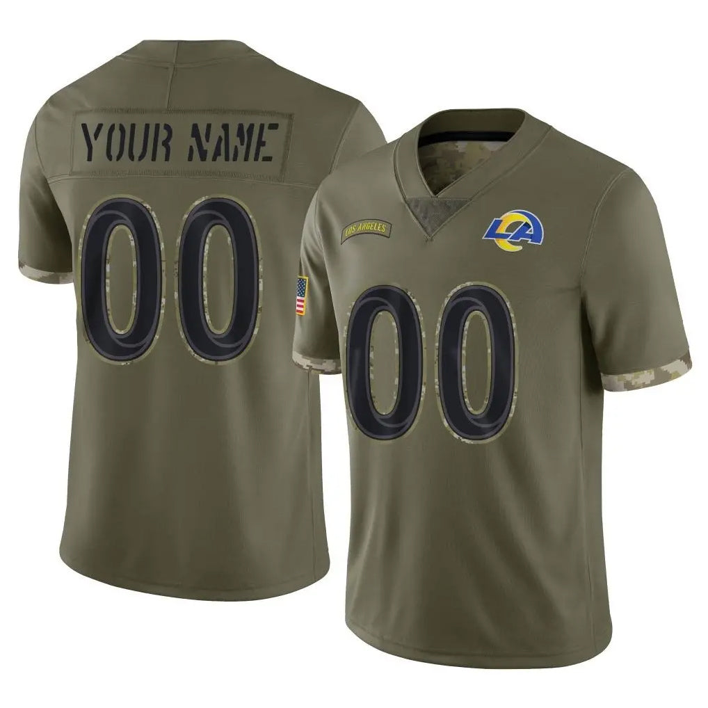 Pouc Custom LA.Rams Olive Salute To Service Limited Any Name & Numbers Stitched Jerseys