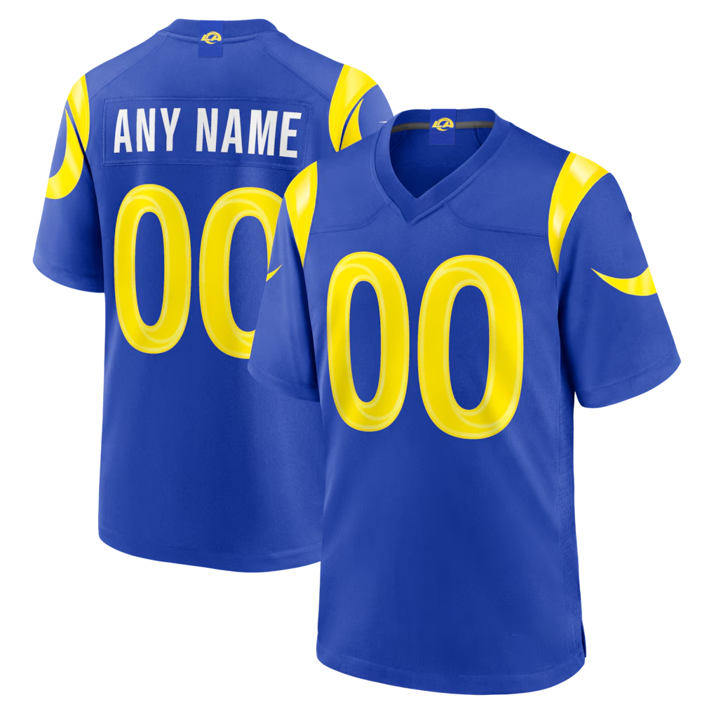 Pouc Custom LA.Rams Royal Game Stitched Jerseys
