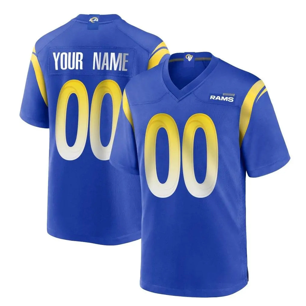 Pouc Custom LA.Rams Royal Home Game Any Name & Numbers Stitched Jerseys