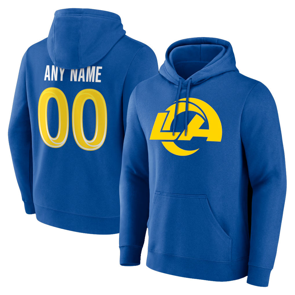 Pouc Custom LA.Rams Royal Pullover Hoodie Limited Game Any Name & Numbers Stitched Jerseys