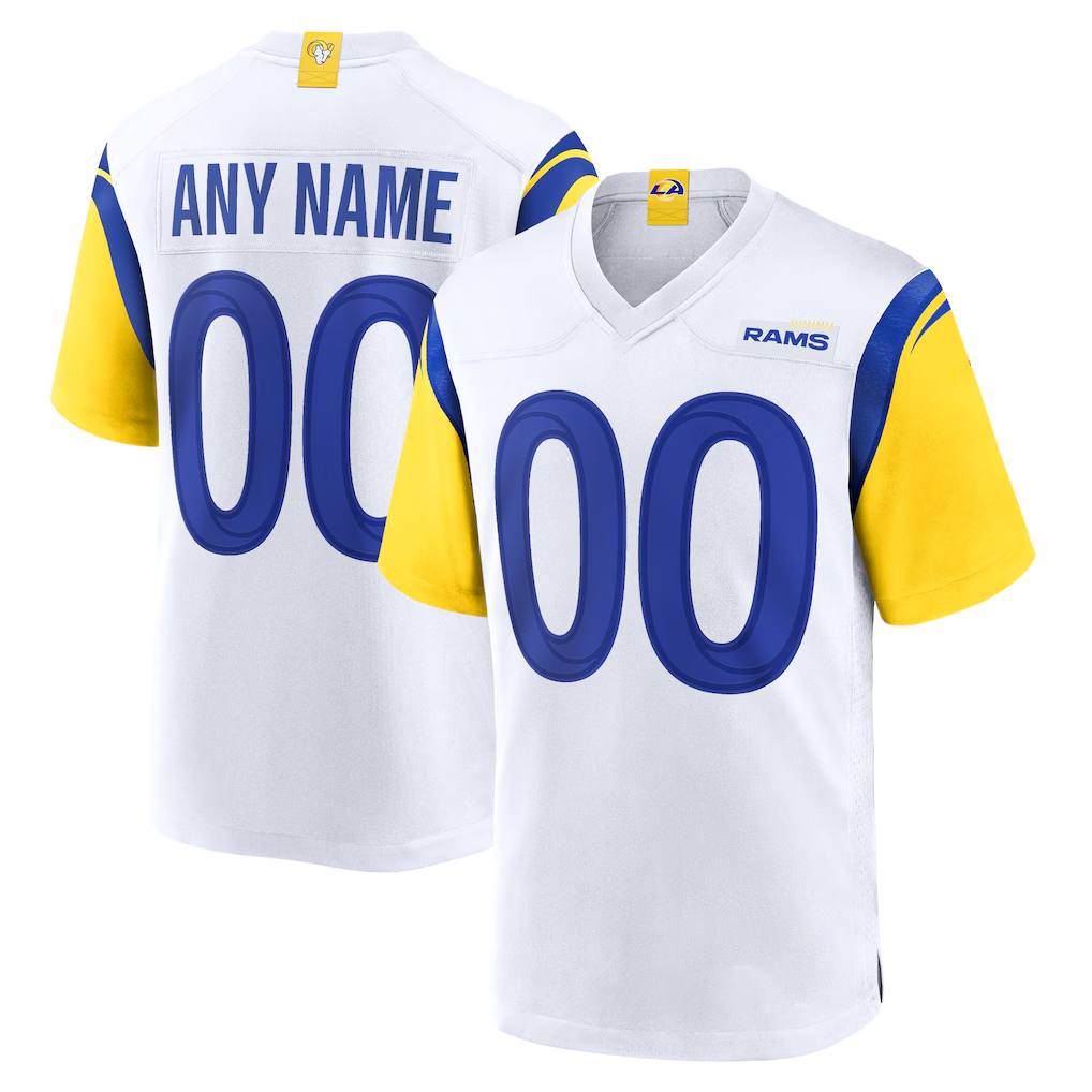 Pouc Custom LA.Rams White Alternate Stitched Jerseys