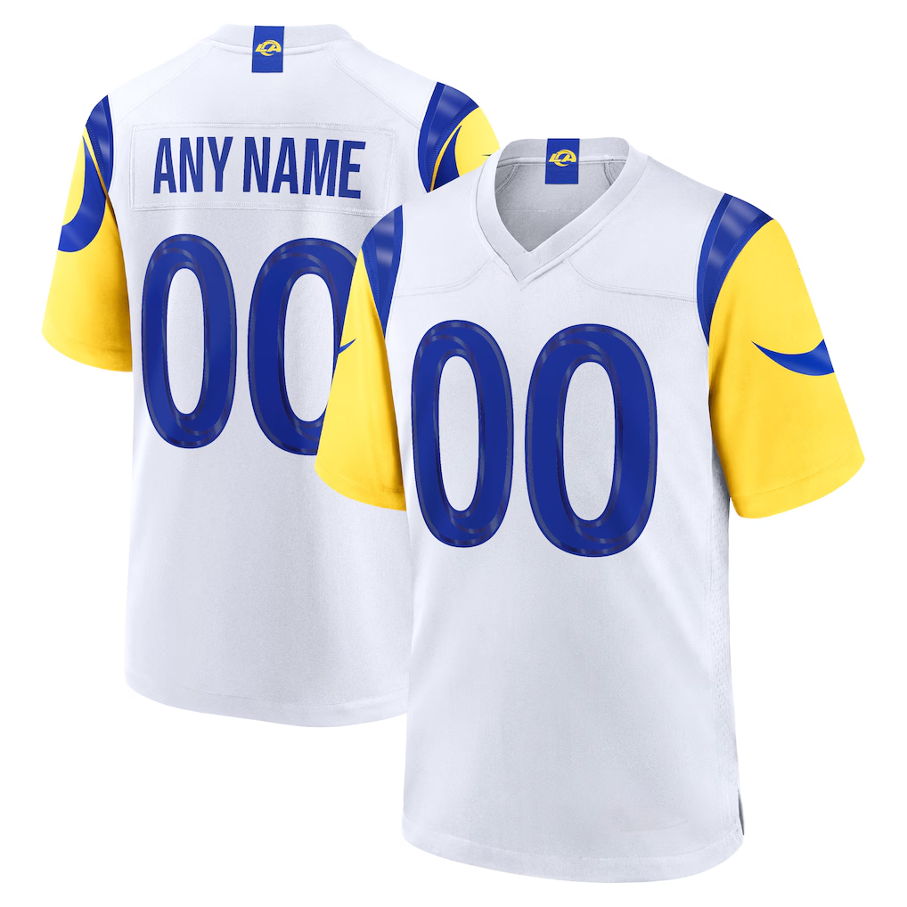 Pouc Custom LA.Rams White Game Stitched Jerseys