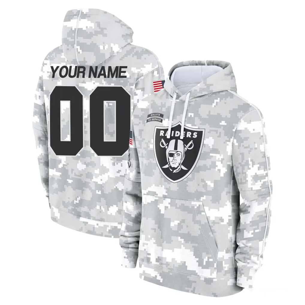 Pouc Custom LV.Raiders Arctic Camo Salute to Service Hoodies Limited Game Any Name & Numbers Stitched Jerseys