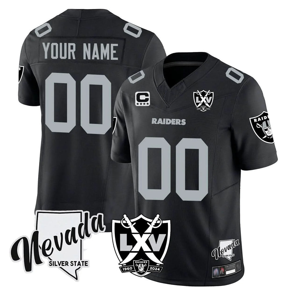 Pouc Custom LV.Raiders Black 65th Anniversary Vapor Limited Home Game Any Name & Numbers Stitched Jerseys