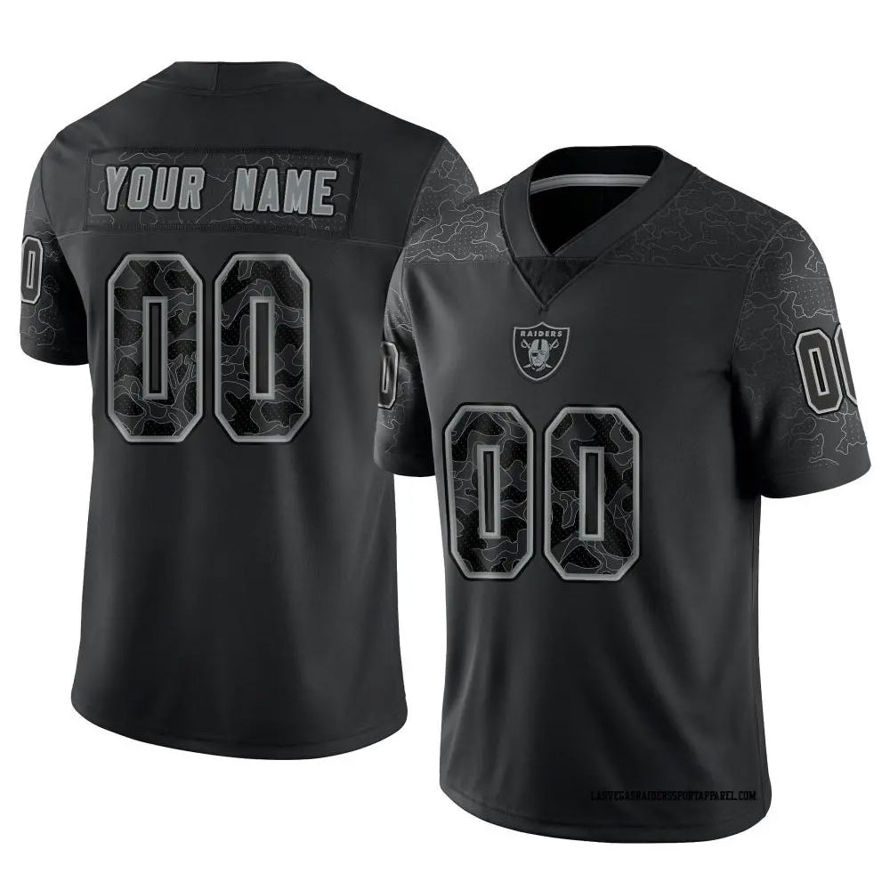Pouc Custom LV.Raiders Black RFLCTV Limited Stitched Jerseys
