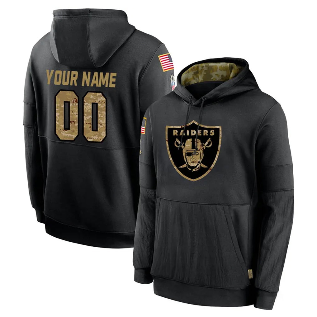 Pouc Custom LV.Raiders Black Salute to Service Hoodies Limited Game Any Name & Numbers Stitched Jerseys