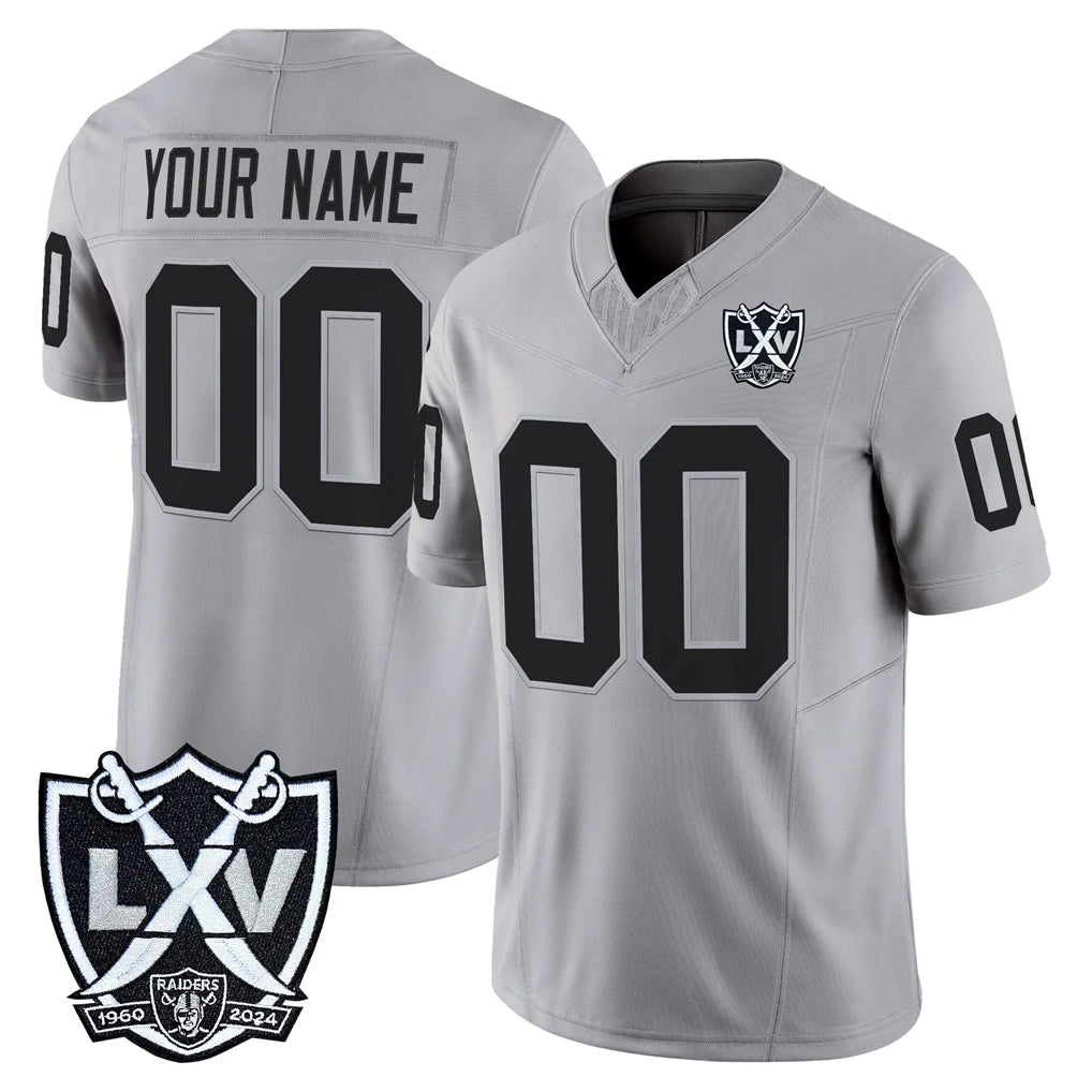 Pouc Custom LV.Raiders Gray 2026 Vapor Limited Home Game Any Name & Numbers Stitched Jerseys