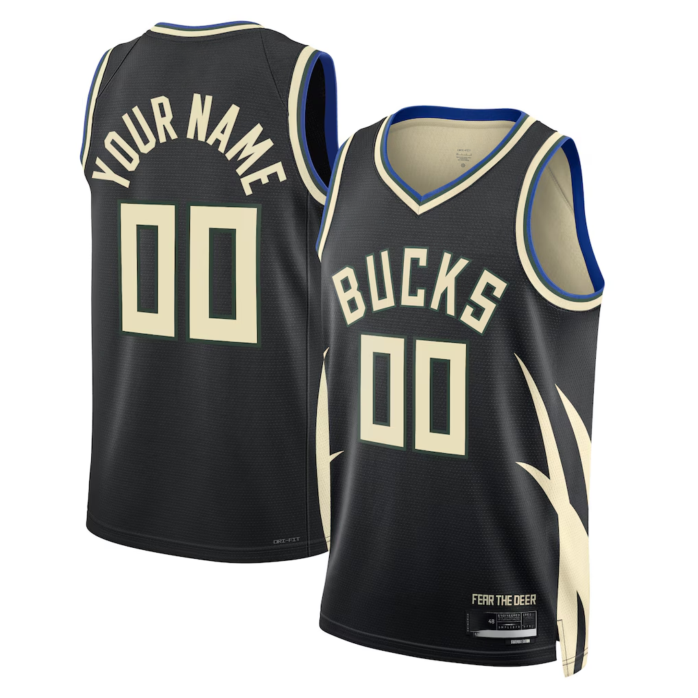 Pouc Custom M.Bucks Black 2022-23 Swingman Jerseys - Statement Edition