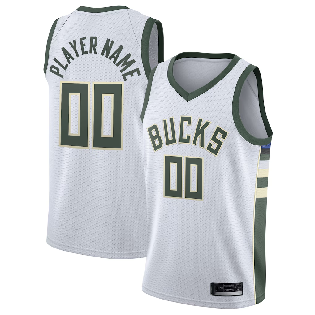 Pouc Custom M.Bucks White 2020-21 Swingman Custom Jerseys - Association Edition