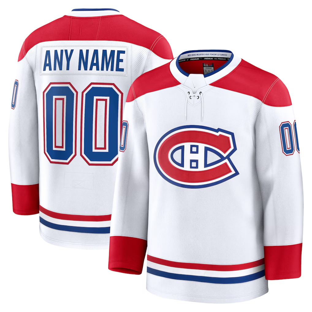 Pouc Custom M.Canadiens White Away Premium Jerseys