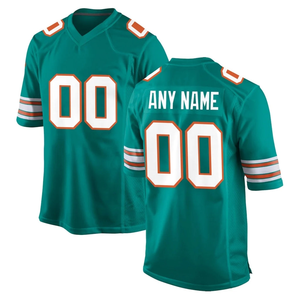 Pouc Custom M.Dolphins Aqua Alternate Home Game Any Name & Numbers Stitched Jerseys