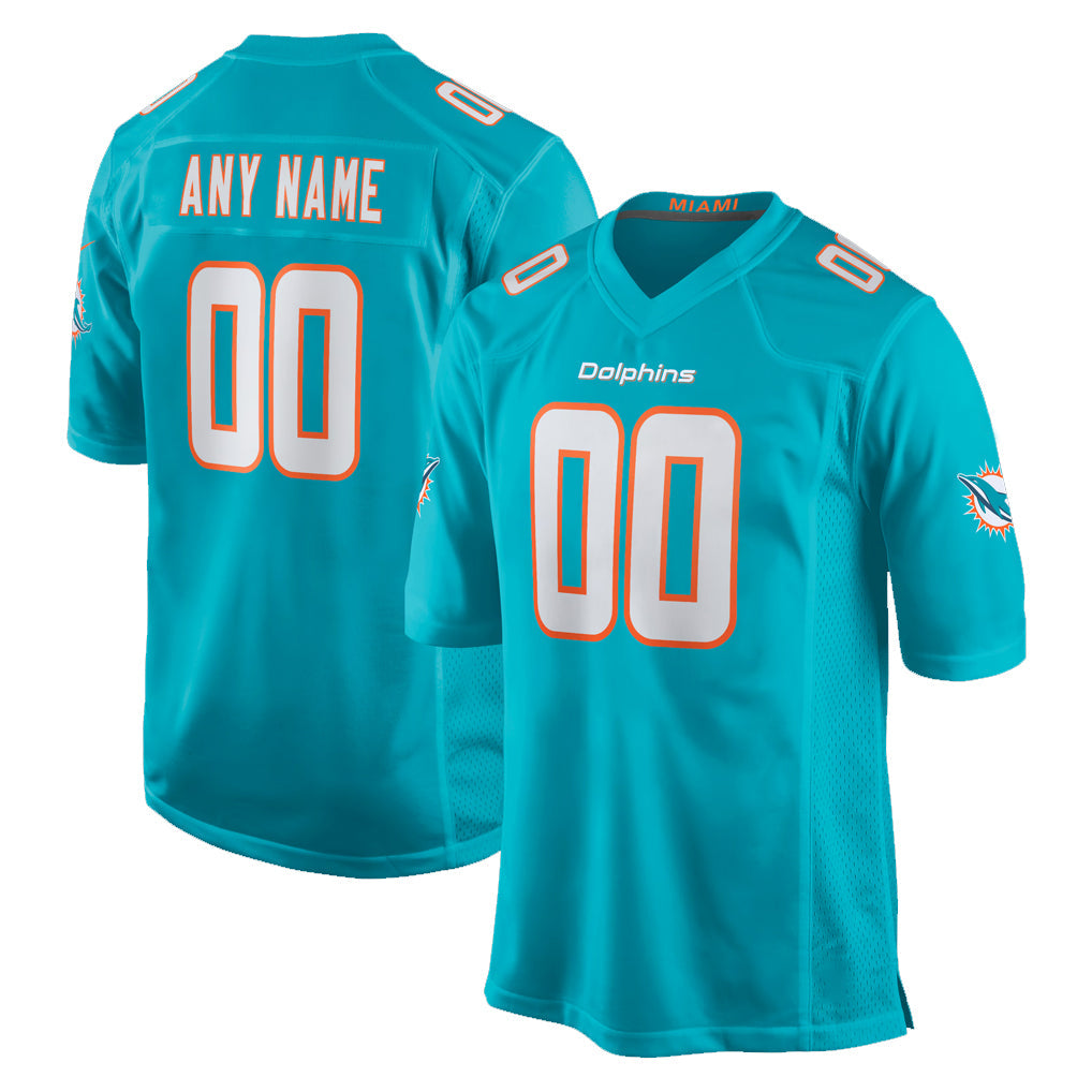Pouc Custom M.Dolphins Aqua Home Game Any Name & Numbers Stitched Jerseys