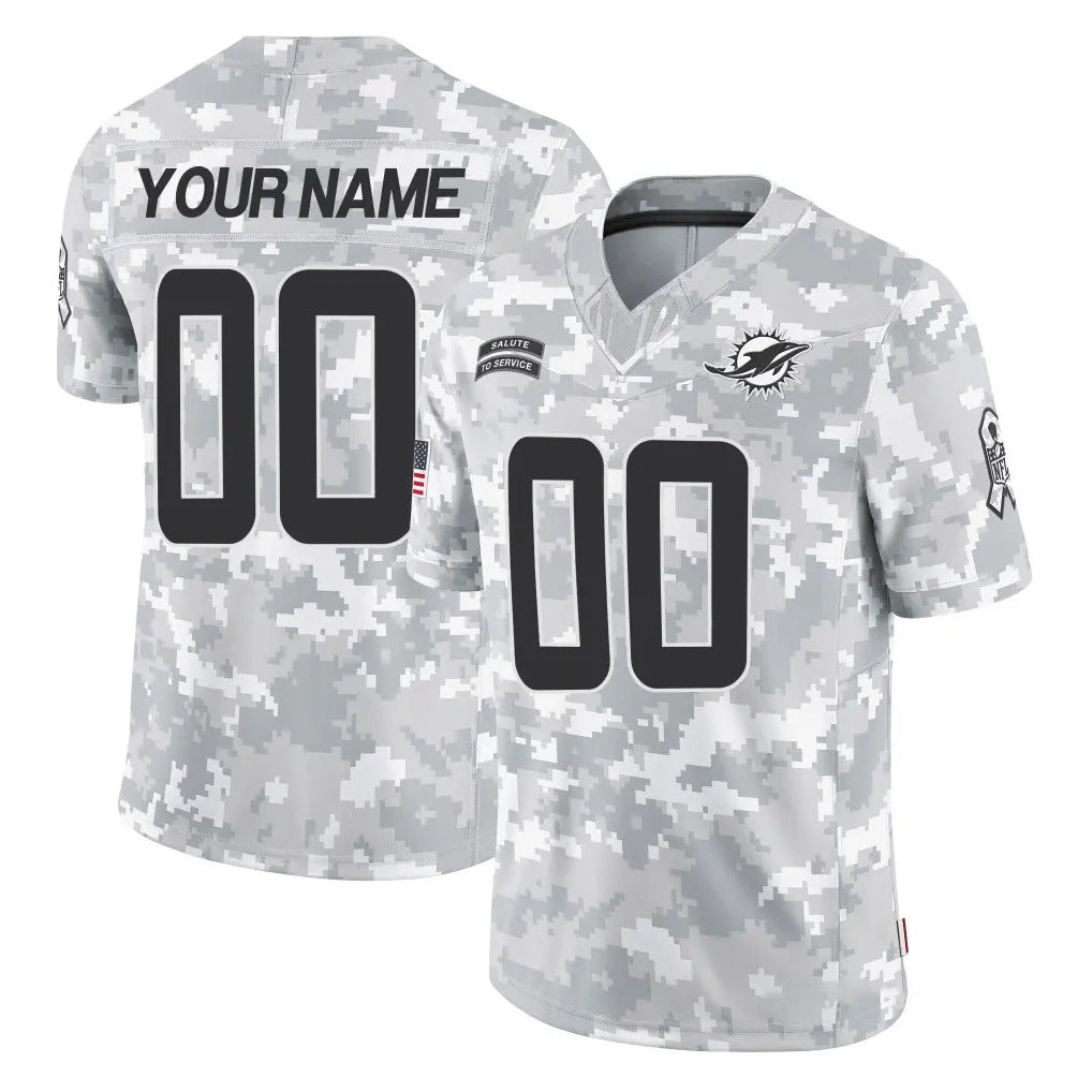 Pouc Custom M.Dolphins Arctic Camo Salute To Service Limited Game Any Name & Numbers Stitched Jerseys