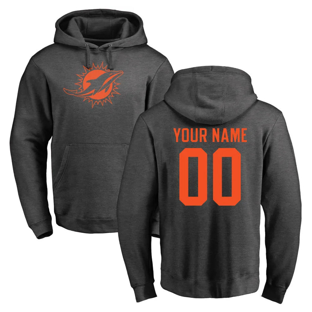Pouc Custom M.Dolphins Darkgray Pullover Hoodies Limited Any Name & Numbers Stitched Jerseys