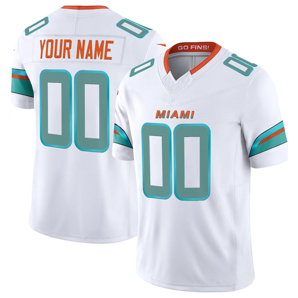 Pouc Custom M.Dolphins White Limited Vapor F.U.S.E. Home Game Any Name & Numbers Stitched Jerseys