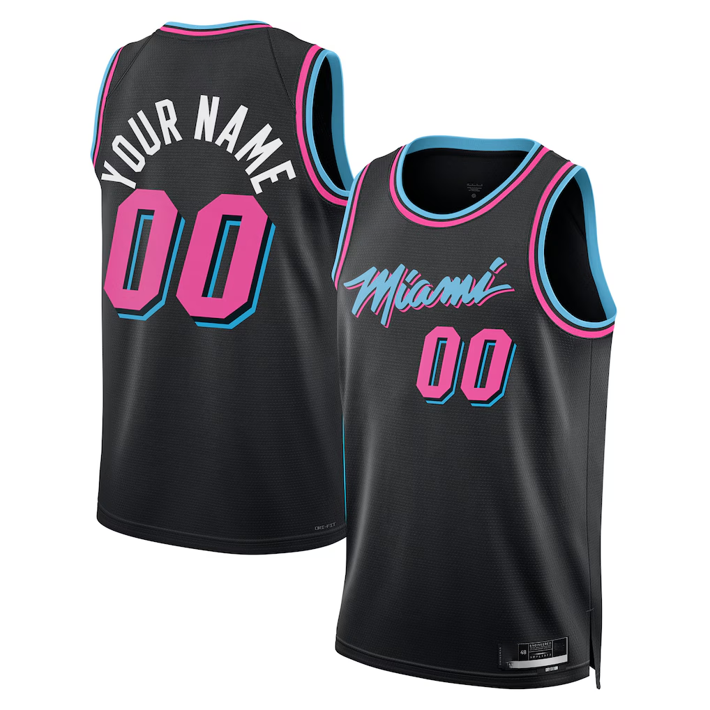 Pouc Custom M.Heat Black 202526 City Edition Swingman Jerseys