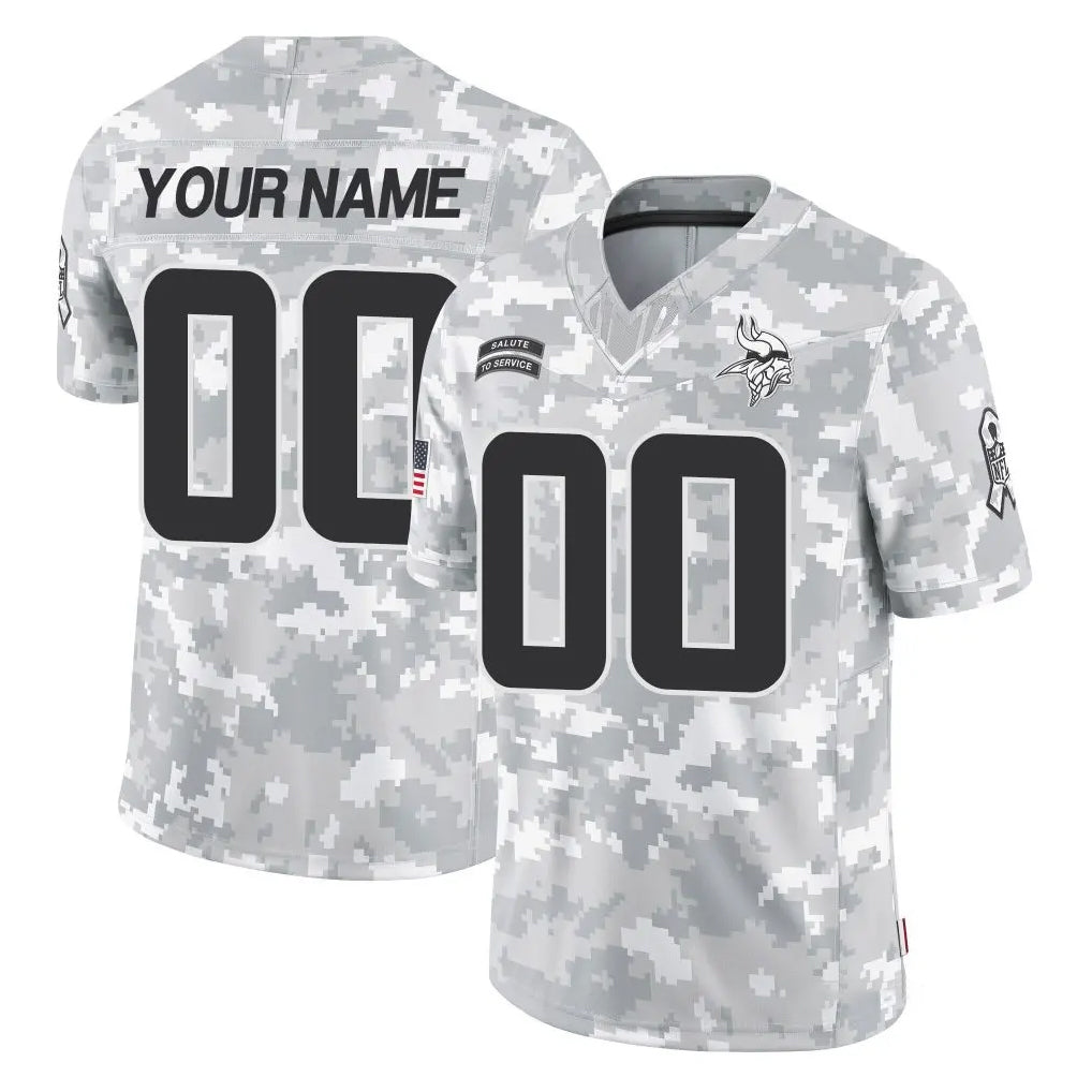 Pouc Custom MN.Vikings Arctic Camo Salute To Service Limited Game Any Name & Numbers Stitched Jerseys