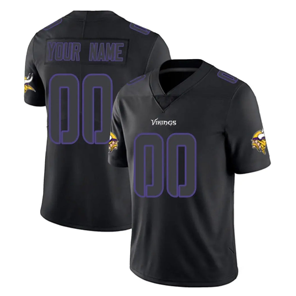 Pouc Custom MN.Vikings Black Impact Limited Home Game Any Name & Numbers Stitched Jerseys