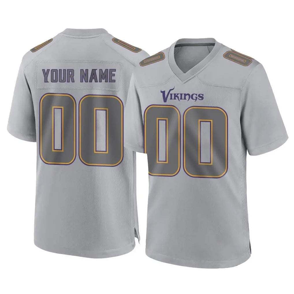 Pouc Custom MN.Vikings Gray Atmosphere Fashion Home Game Any Name & Numbers Stitched Jerseys