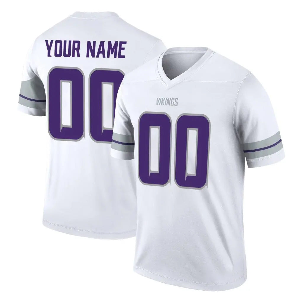 Pouc Custom MN.Vikings White Alternate Legend Home Game Any Name & Numbers Stitched Jerseys