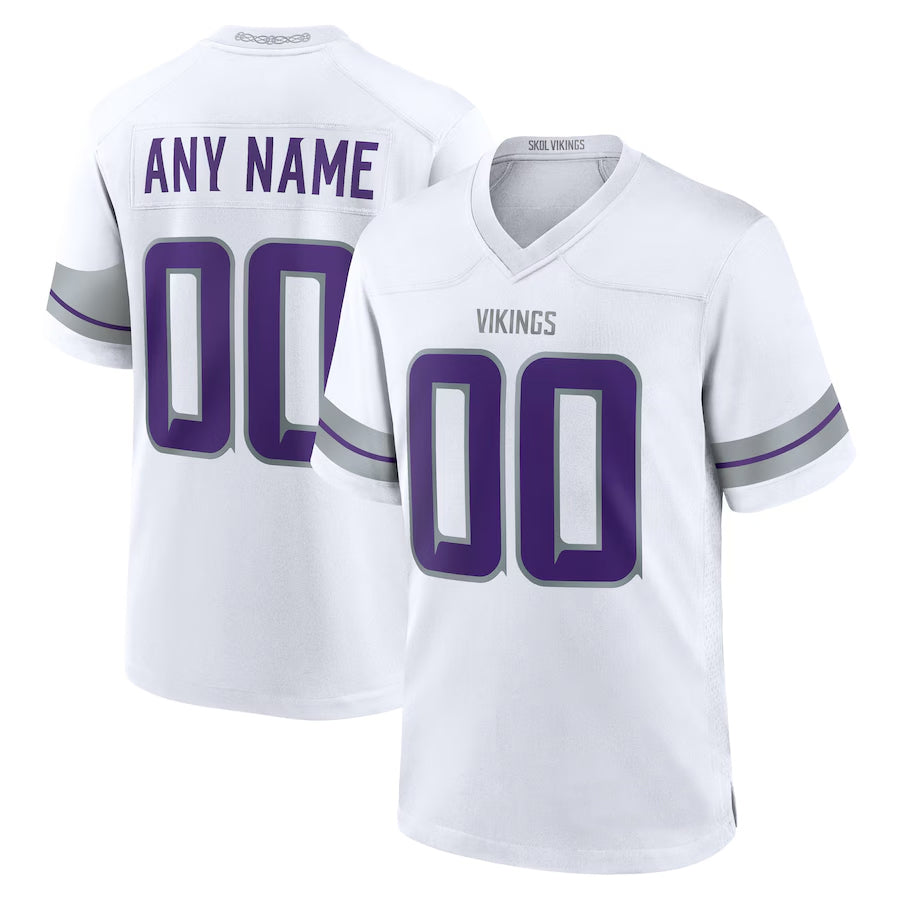 Pouc Custom MN.Vikings White Alternate Game Stitched Jerseys