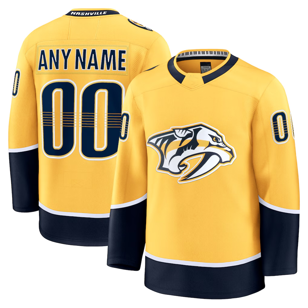 Pouc Custom N.Predators Gold Home Premium Jerseys