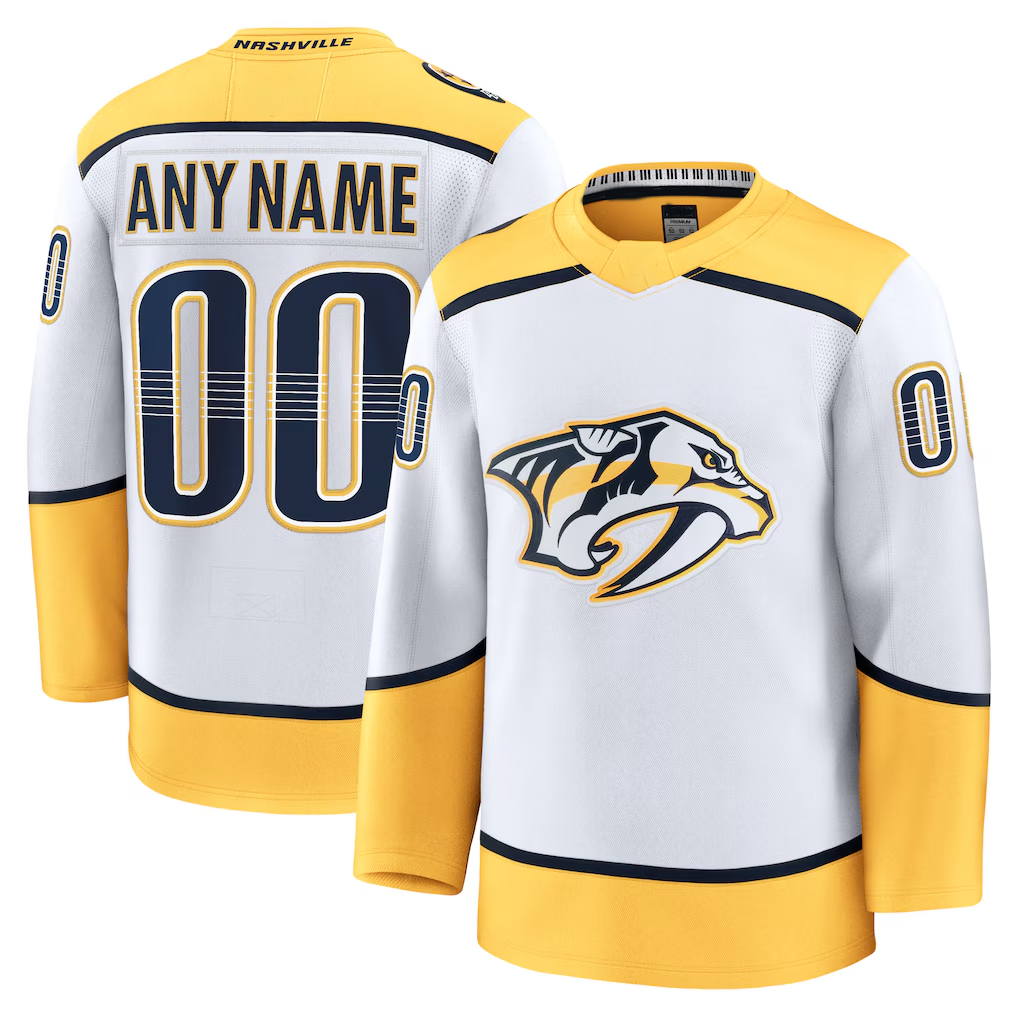 Pouc Custom N.Predators White Away Premium Jerseys