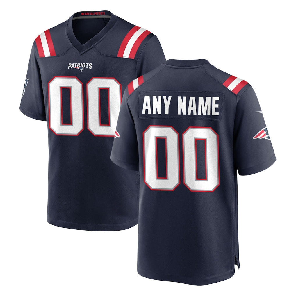 Pouc Custom NE.Patriots Navy Home Game Any Name & Numbers Stitched Jerseys