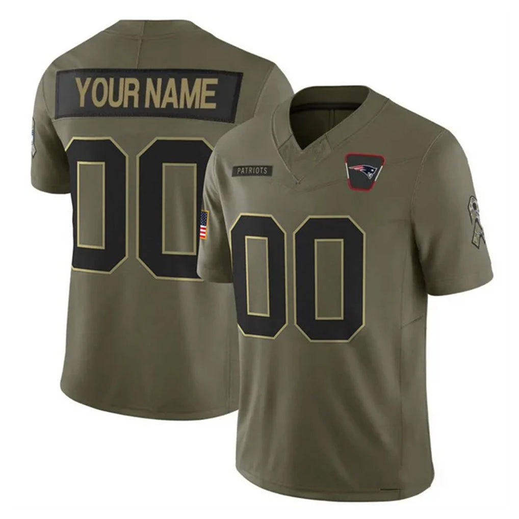 Pouc Custom NE.Patriots Olive 2025 Salute To Service Limited Any Name & Numbers Stitched Jerseys