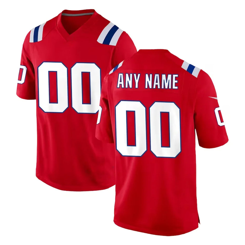 Pouc Custom NE.Patriots Red Home Game Any Name & Numbers Stitched Jerseys