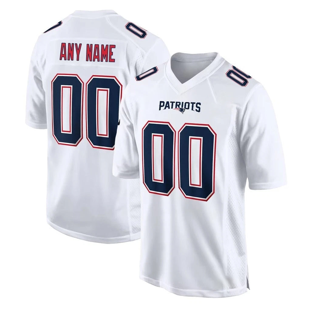 Pouc Custom NE.Patriots White Fashion Limited Home Game Any Name & Numbers Stitched Jerseys