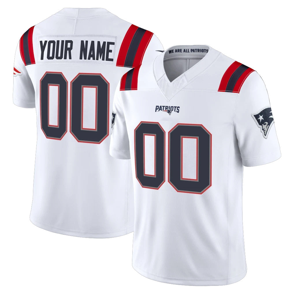 Pouc Custom NE.Patriots White Limited Vapor F.U.S.E. Home Game Any Name & Numbers Stitched Jerseys