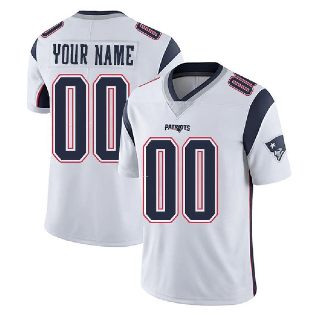 Pouc Custom NE.Patriots White Limited Vapor Home Game Any Name & Numbers Stitched Jerseys