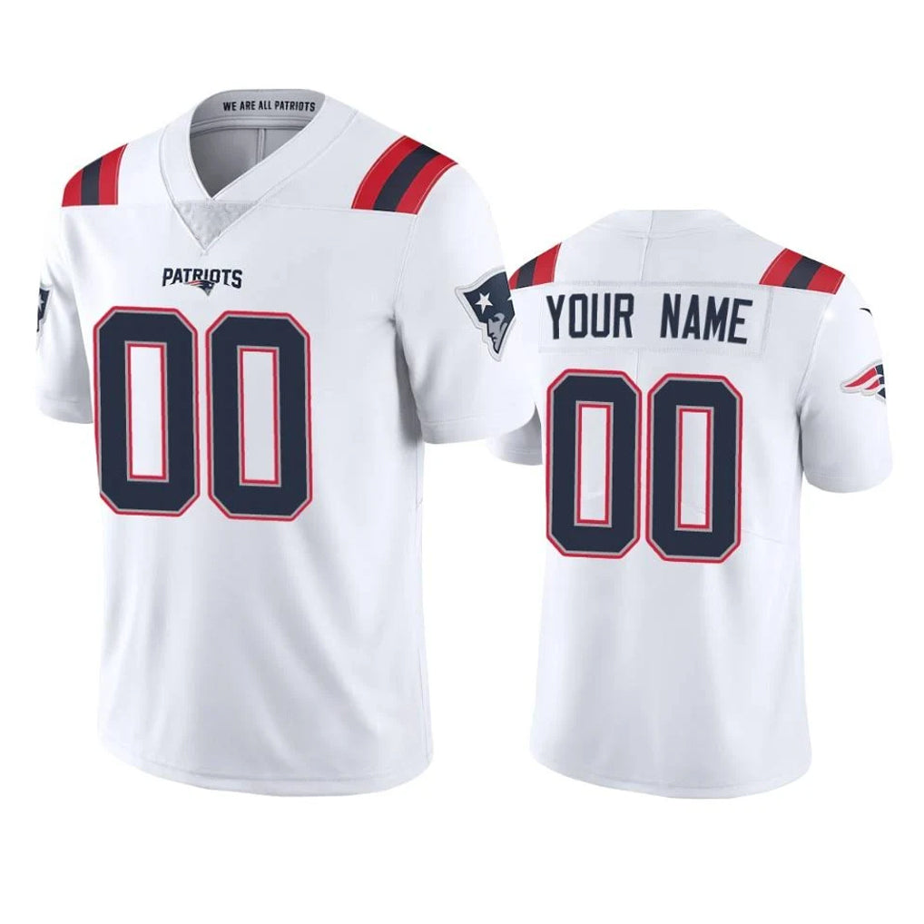 Pouc Custom NE.Patriots White Vapor Untouchable Home Game Any Name & Numbers Stitched Jerseys