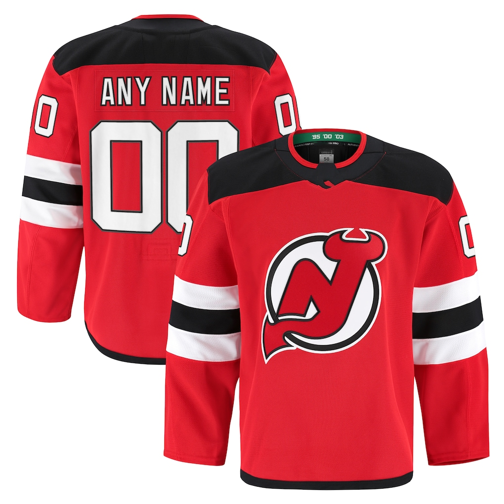 Pouc Custom N.Jersey Devils Red Home Authentic Pro Jerseys